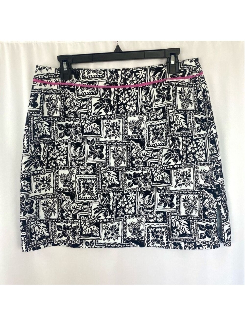 Vintage Y2K Charter Club Women’s 14 Micro Mini Short Skirt Floral Black White